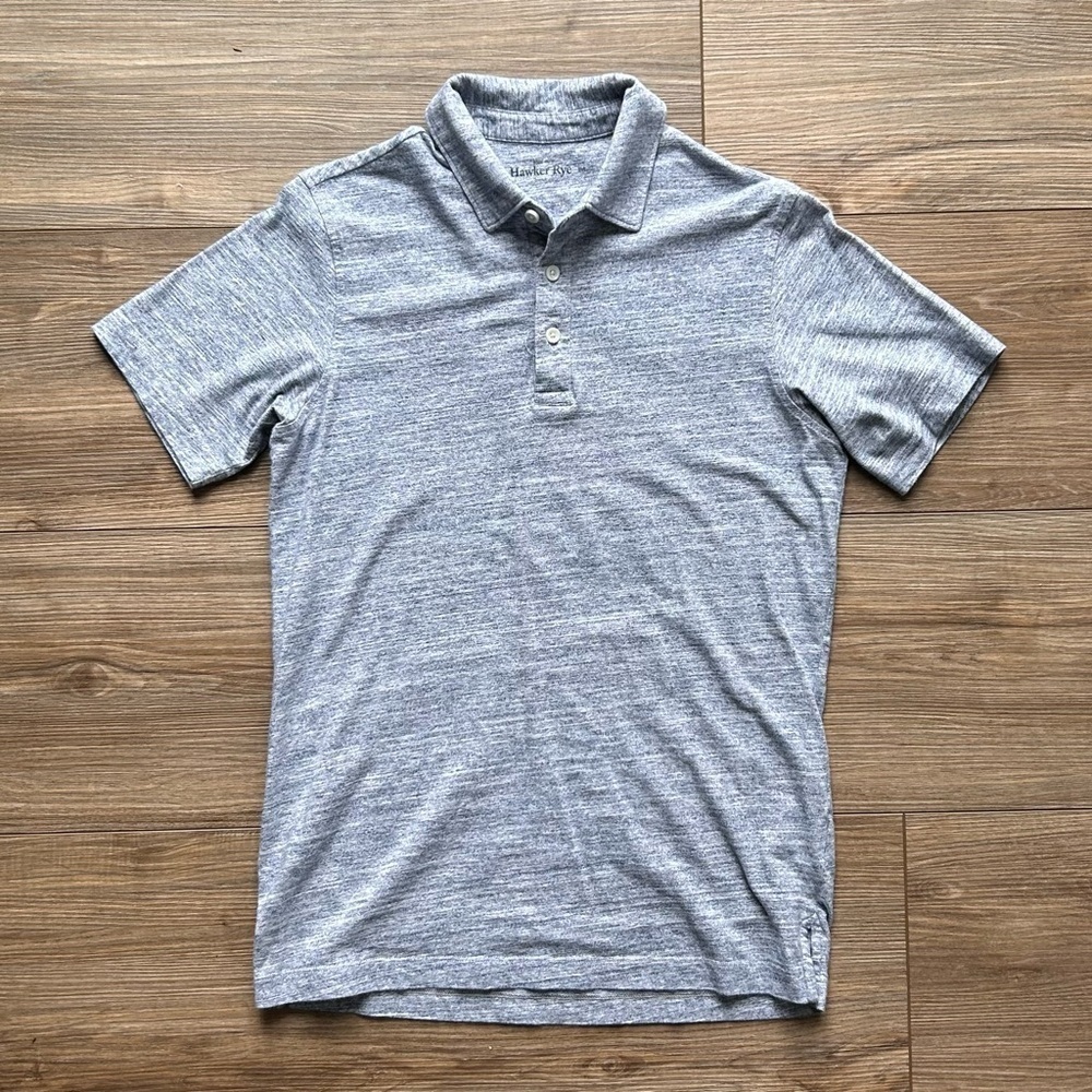 Hawker Rye | Slim Fit Polo Shirt in Blue Heather (Small)